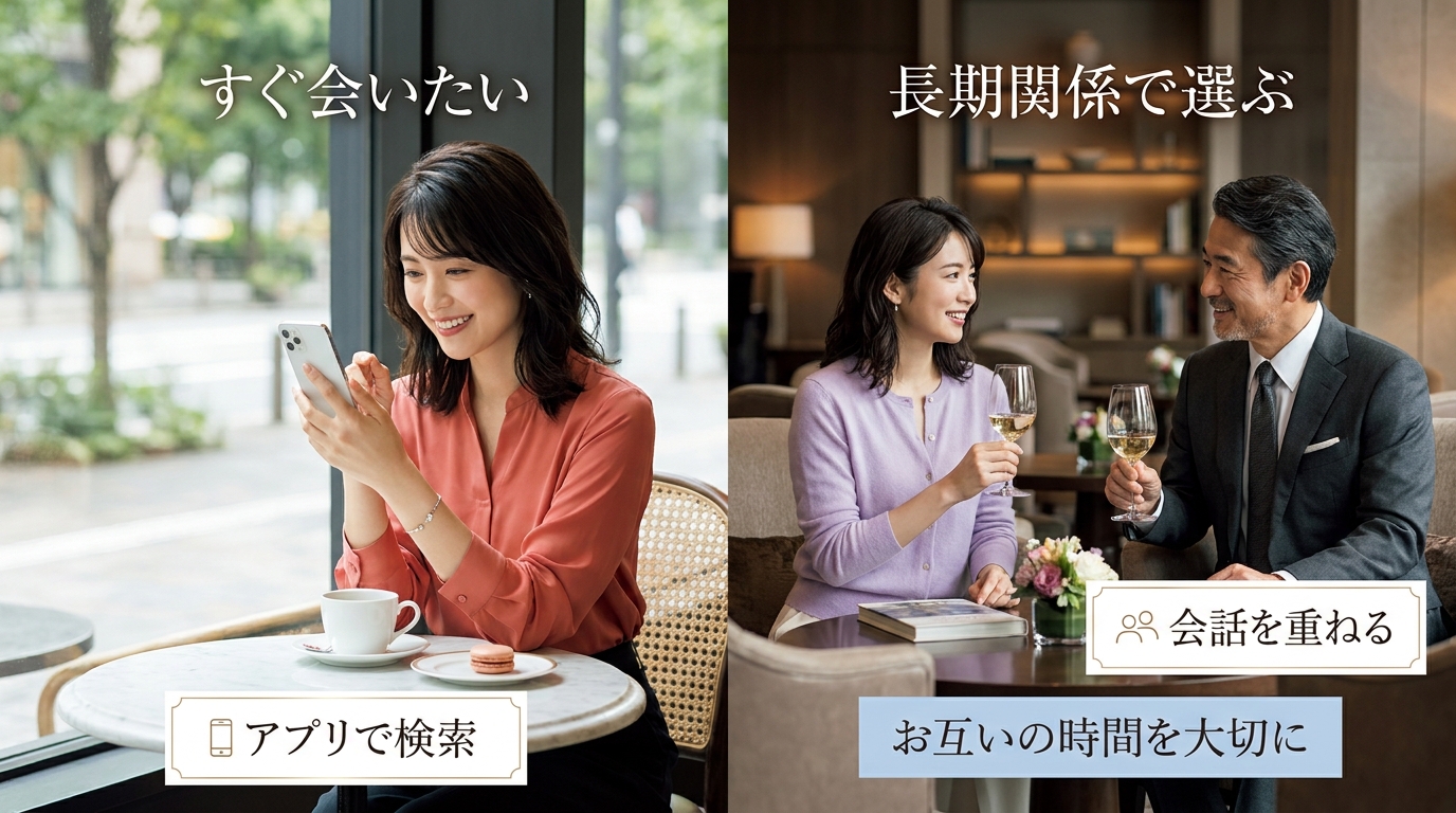 すぐ会いたい vs 長期関係で選ぶ