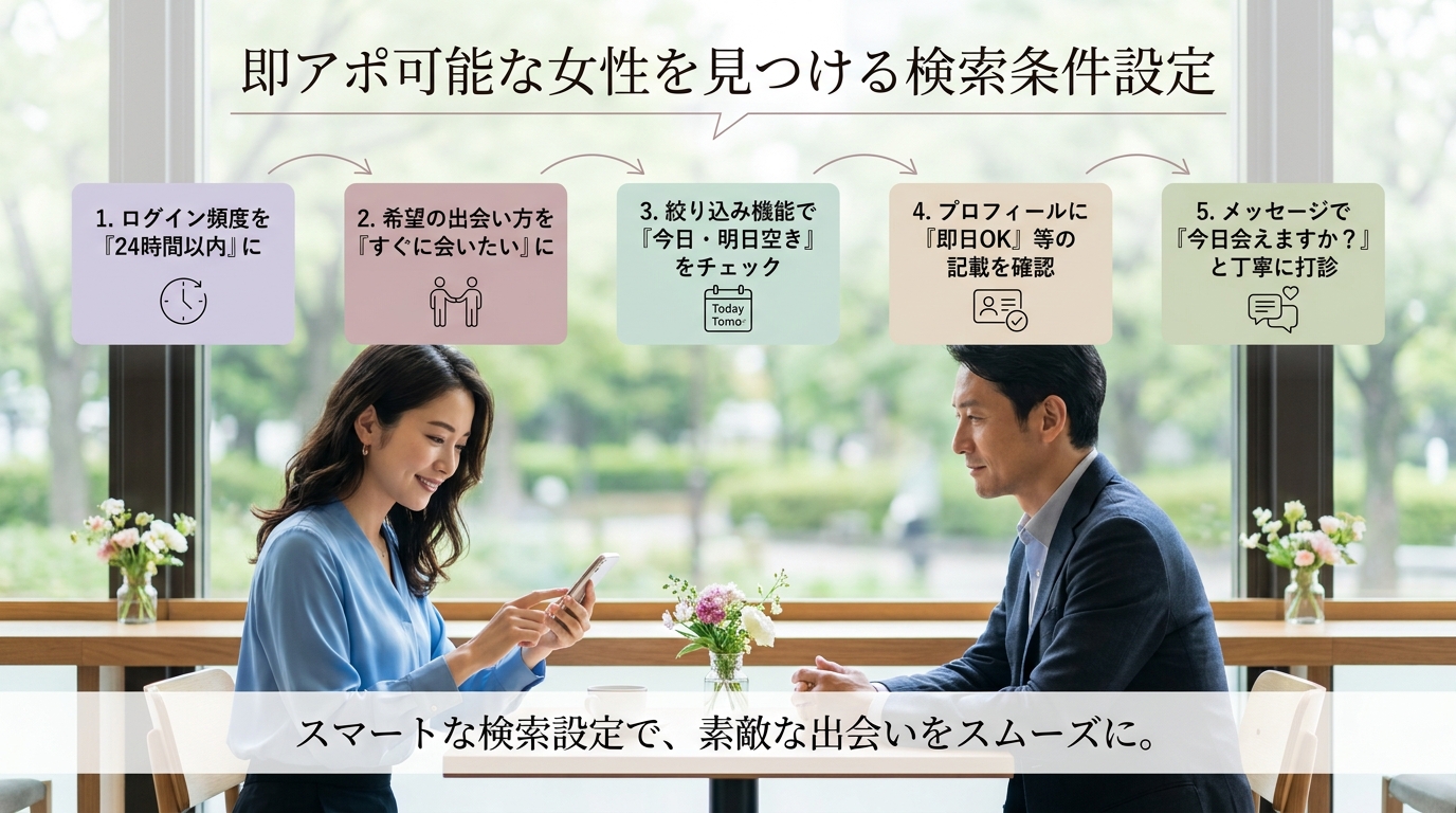 即アポ可能な女性を見つける検索条件設定