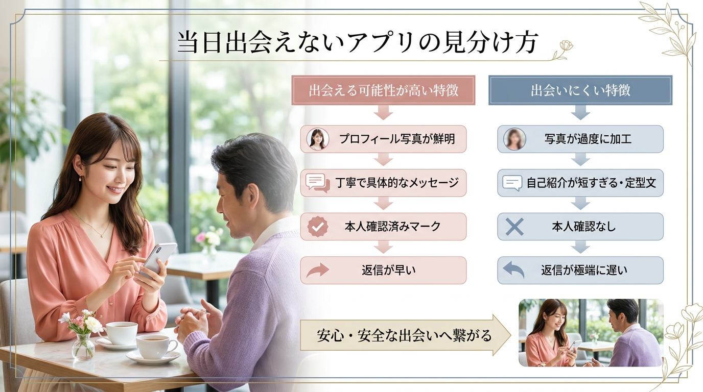 当日出会えないアプリの見分け方