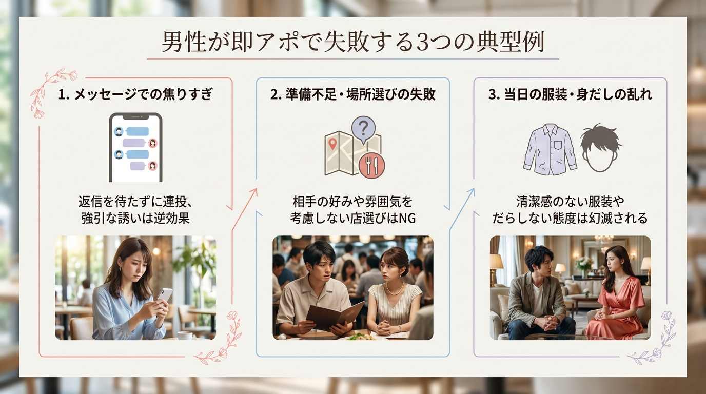 男性が即アポで失敗する3つの典型例